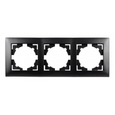 Тримісна рамка для розеток будь-якої версії та вимикачів версії 1, чорний металік